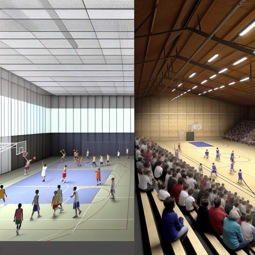 Textilní hala nebo tělocvična pro basket?