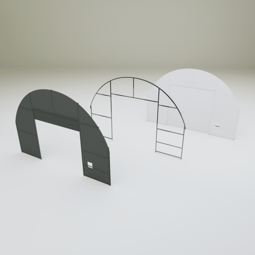 Čelní stěna pro přístřešek šířky 8m