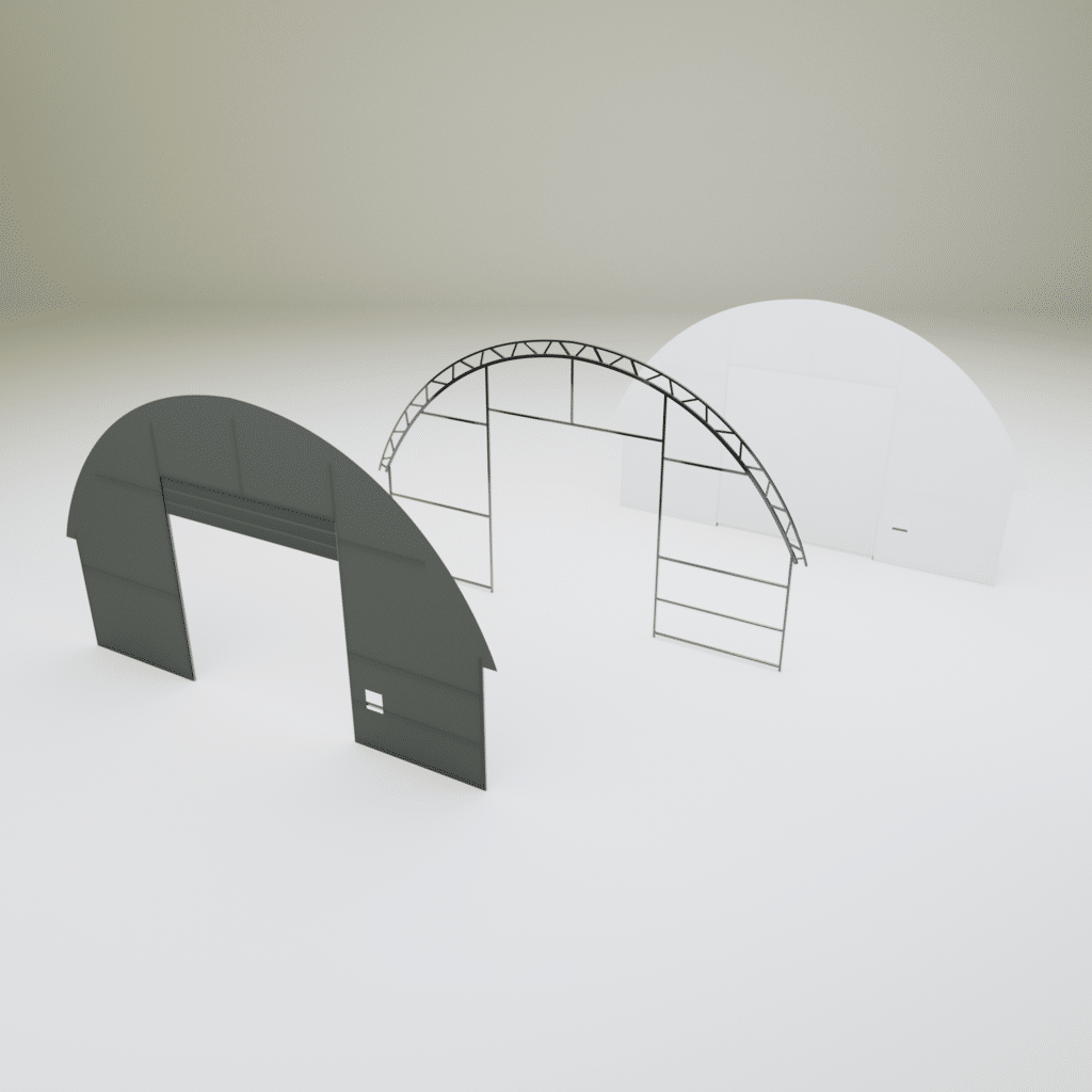 Čelní stěna pro přístřešek šířky 10m