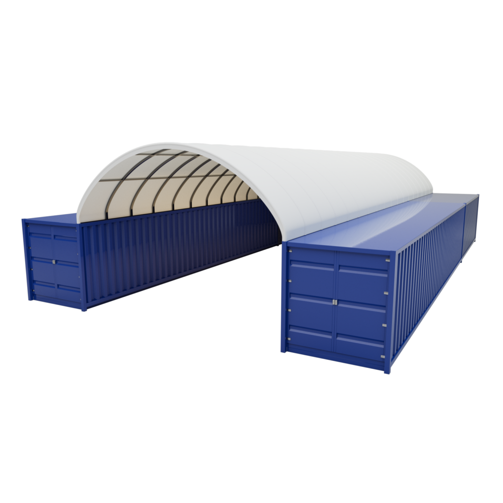 Přístřešek na lodní kontejnery 6m x 18m x 2m