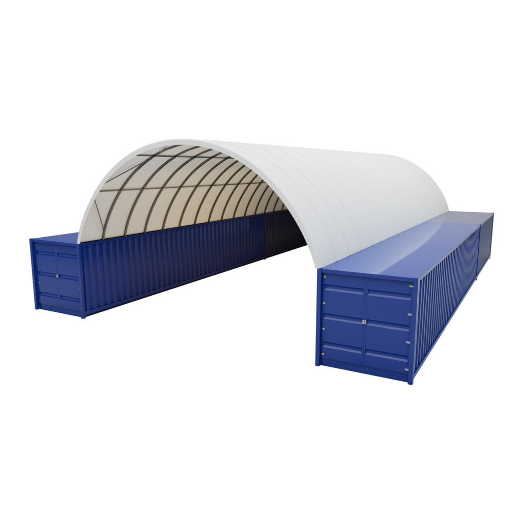 Přístřešek na lodní kontejnery 8m x 18m x 3m