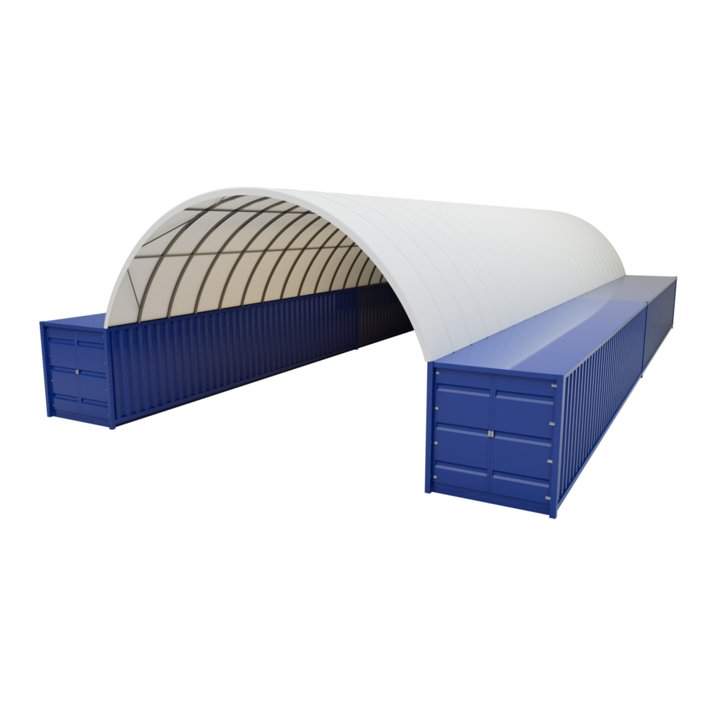 Přístřešek na lodní kontejnery 8m x 24m x 3m